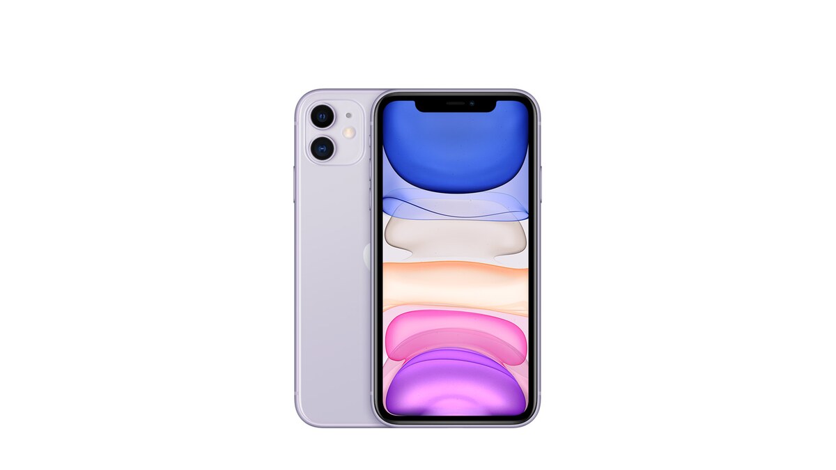 iPhone 11（パープル）の前面と背面