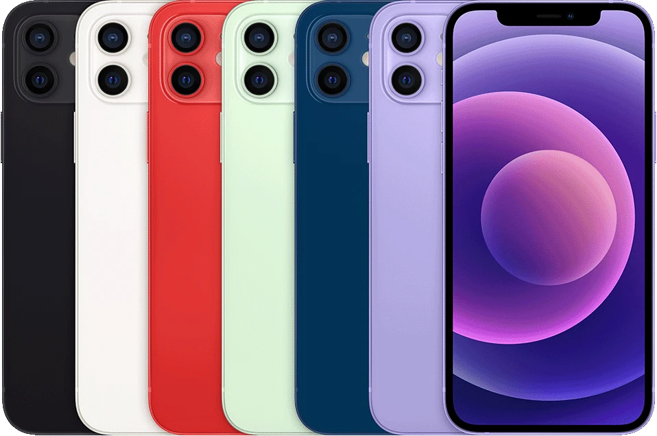 iPhone 12 全6色の背面（Apple公式製品画像）